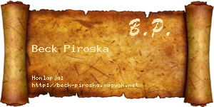 Beck Piroska névjegykártya